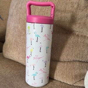 Betsey Johnson Flamingo Water Bottle with Pink Top